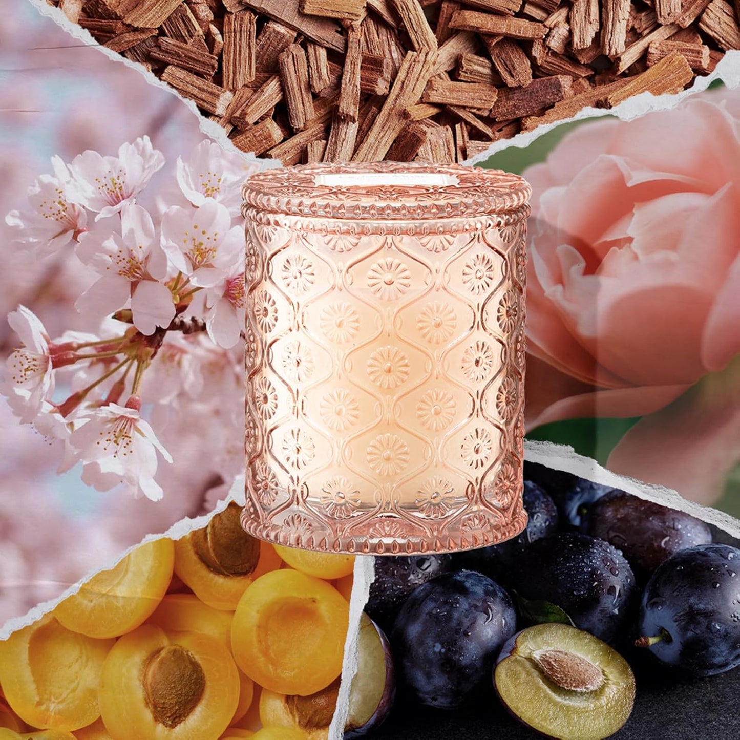 LA JOLIE MUSE Cherry Sakura Candle - Cherry Blossom, Rose, Sandalwood | 6 oz Natural Soy Wax | 40