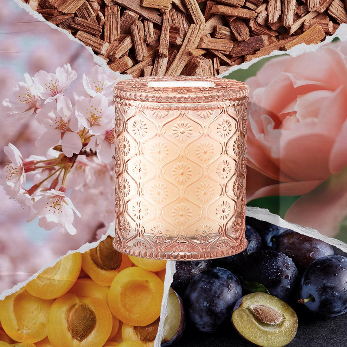 LA JOLIE MUSE Cherry Sakura Candle - Cherry Blossom, Rose, Sandalwood | 6 oz Natural Soy Wax | 40