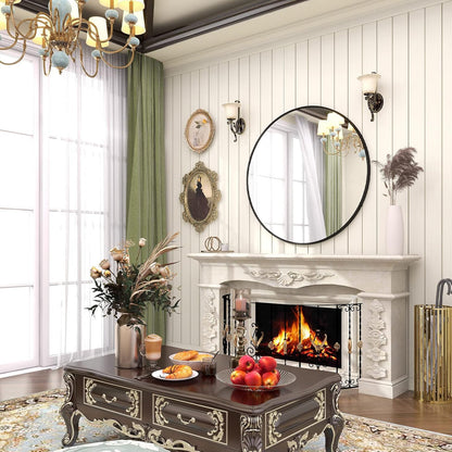 BEAUTYPEAK 30 Inch Round Mirror, Metal Frame Circle Mirror, Wall Mounted for Entryway, Bathroom