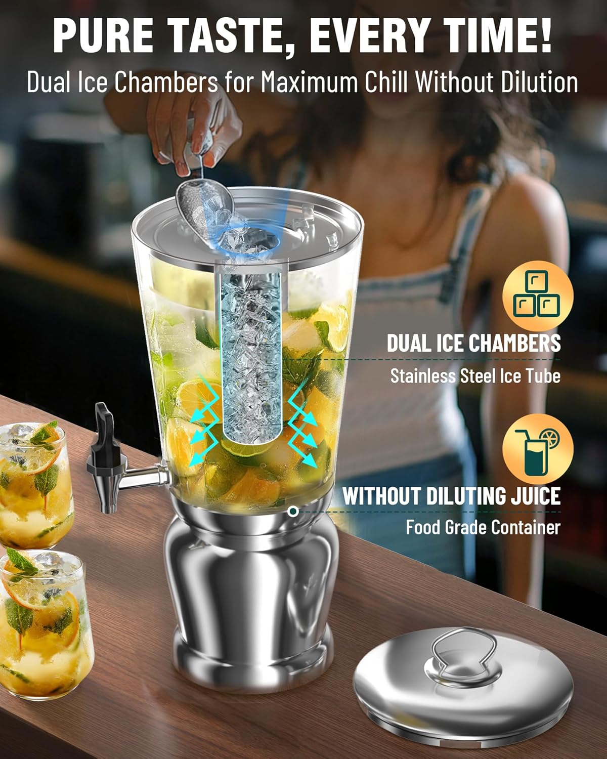WantJoin Beverage Dispenser With Stand -2 Gallon Beverage Dispenser Drink Dispenser w/Upgraded Dual