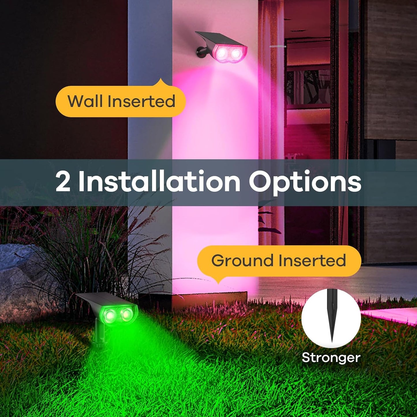 Linkind Solar Lights Outdoor Waterproof IP67, StarRay RGB Solar Spot Lights Outdoor, Color Changing