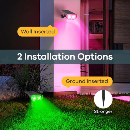 Linkind Solar Lights Outdoor Waterproof IP67, StarRay RGB Solar Spot Lights Outdoor, Color Changing