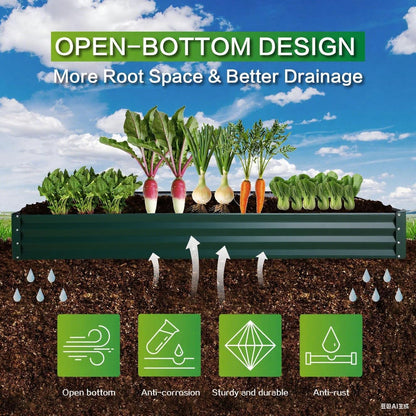 GARDMAX 8x4x1FT Galvanized Raised Garden Bed Kit, Metal Planter Boxes Outdoor with Easy Assembly