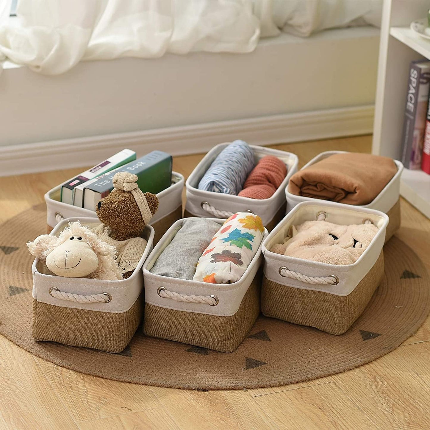 Small Baskets for Organizing, [6 PCS] Collapsible Storage Baskets for Shelves, Storage Bins Boxes