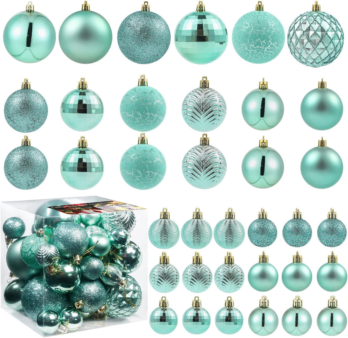 LANGXUN 36pcs Peacock Christmas Tree Decorations Balls, Bolas De Navidad, 2025 Christmas Decor