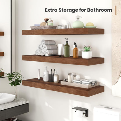 Heimlove 12 Inch Deep Floating Shelves, 12 x 12 inches Long Wall Shelf, Large Extra Display Shelf &