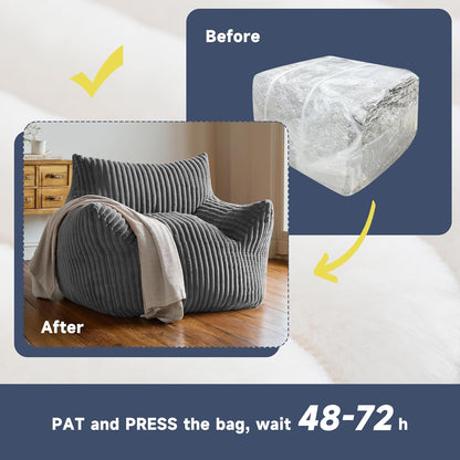 Oversized Bean Bag Chair for Adults, Giant Comfy Plush Boneless Bean Bag Couch with Filler for Kids