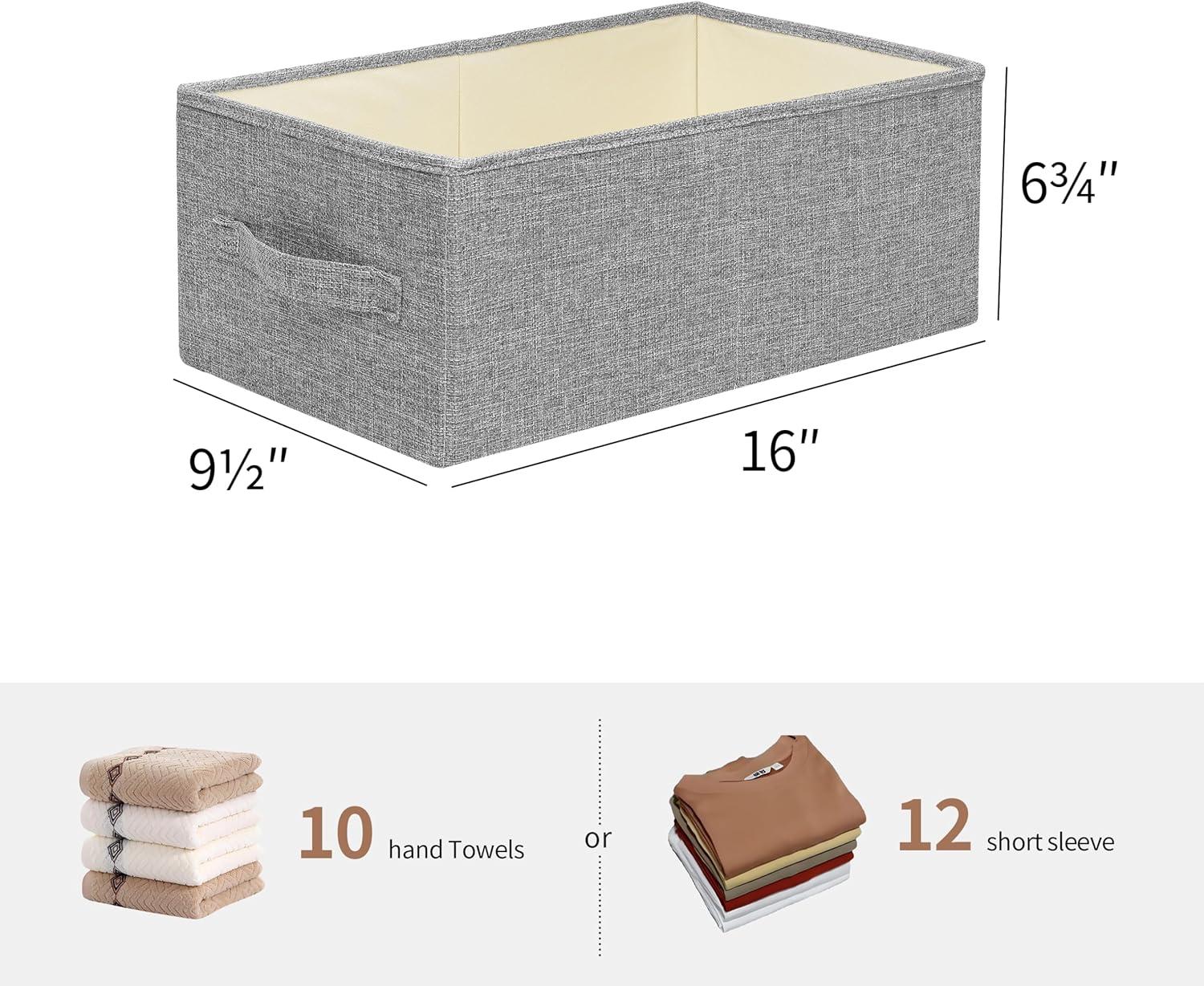 Linen Folding Storage Bins, 3 Pack Large Storage Baskets, Washable, Clothing Storage Bins with