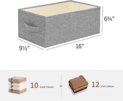 Linen Folding Storage Bins, 3 Pack Large Storage Baskets, Washable, Clothing Storage Bins with