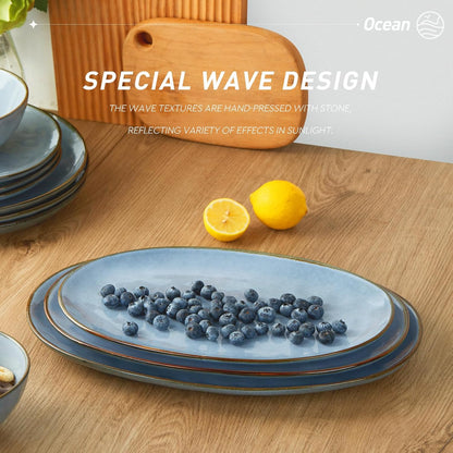 famiware Serving Platter, Oval 15.59/14.3/12.9inch Serving Dishes for Entertaining, Serving Bowls