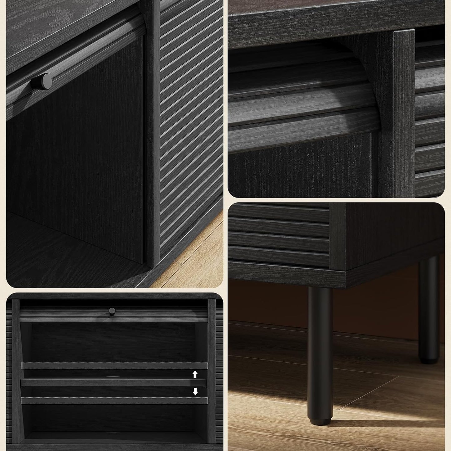 59 Inch TV Stand with Power Outlet for TVs up to 65 Inch, Entertainment Center with Storage