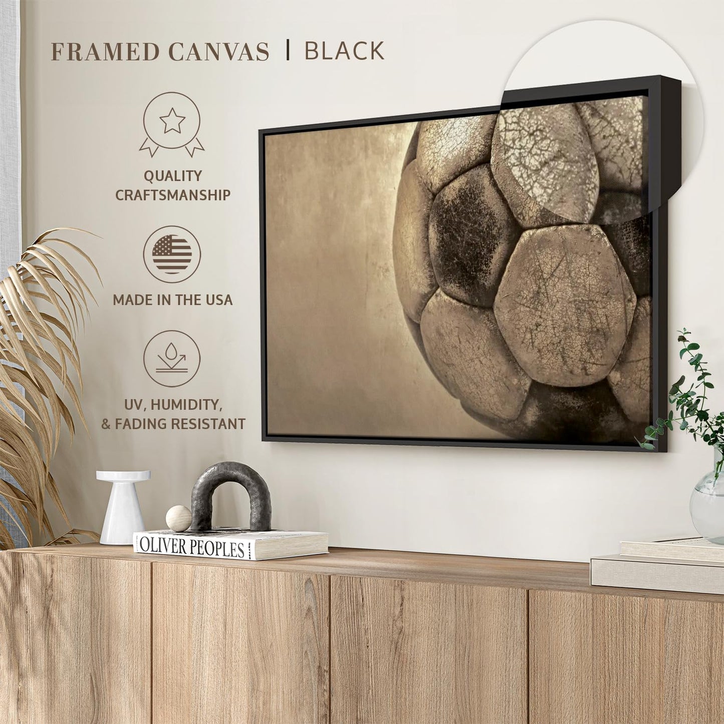Elephant Stock Worn Soccer Ball Wall Art - Horizontal Framed Canvas - 1-Piece Living Room Wall