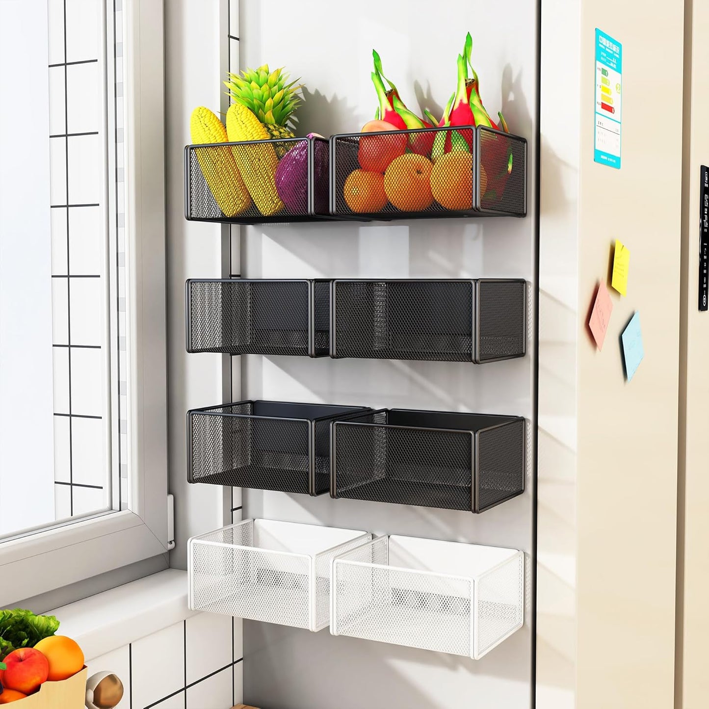 Magnetic Basket Organizer Holder for Fridge Magnetic Storage Bin Box Containers for Refrigerator