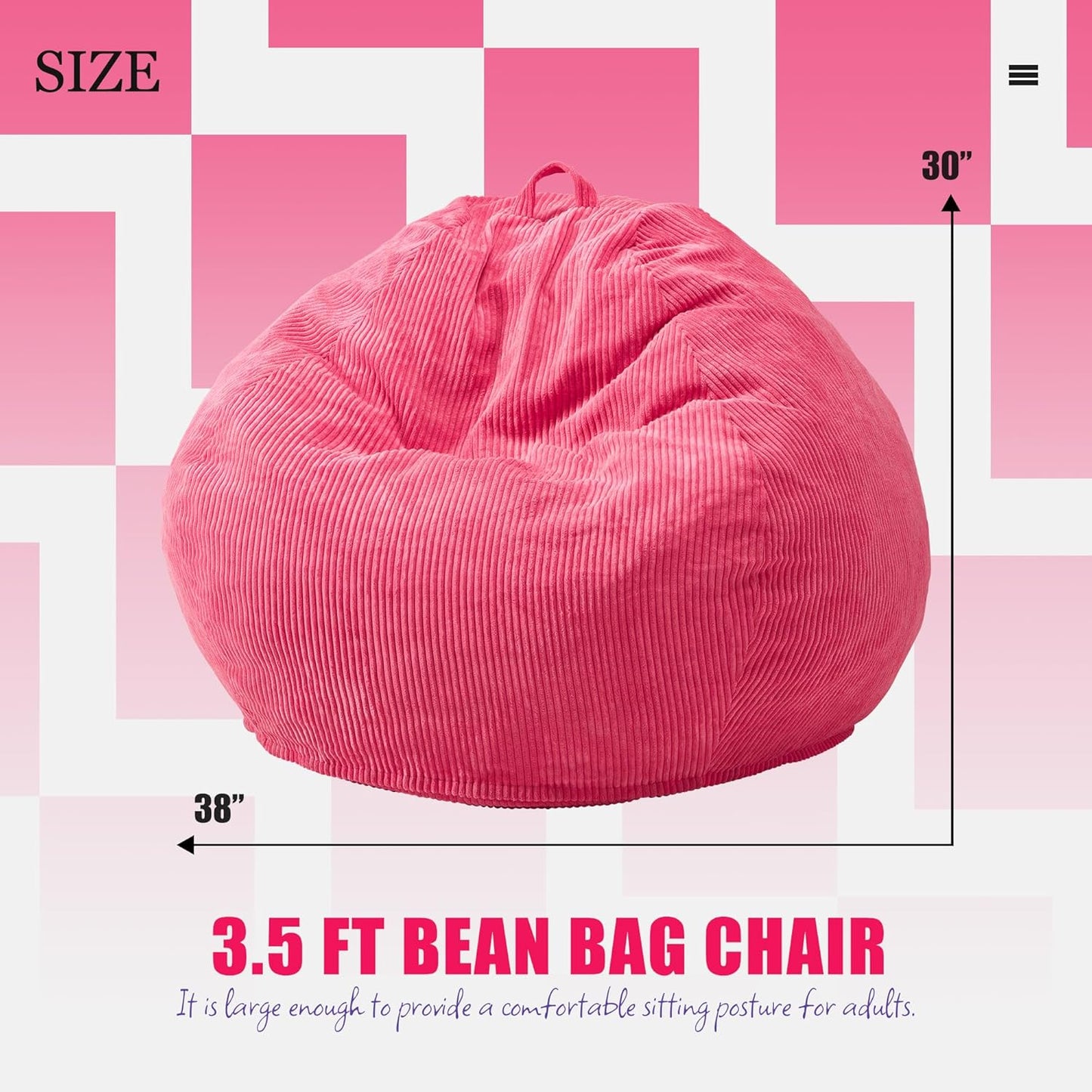 Hobestluk 3.5FT Bean Bag Chair Adult Bean Bag Chair Large Bean Bag Chair with Filler Included