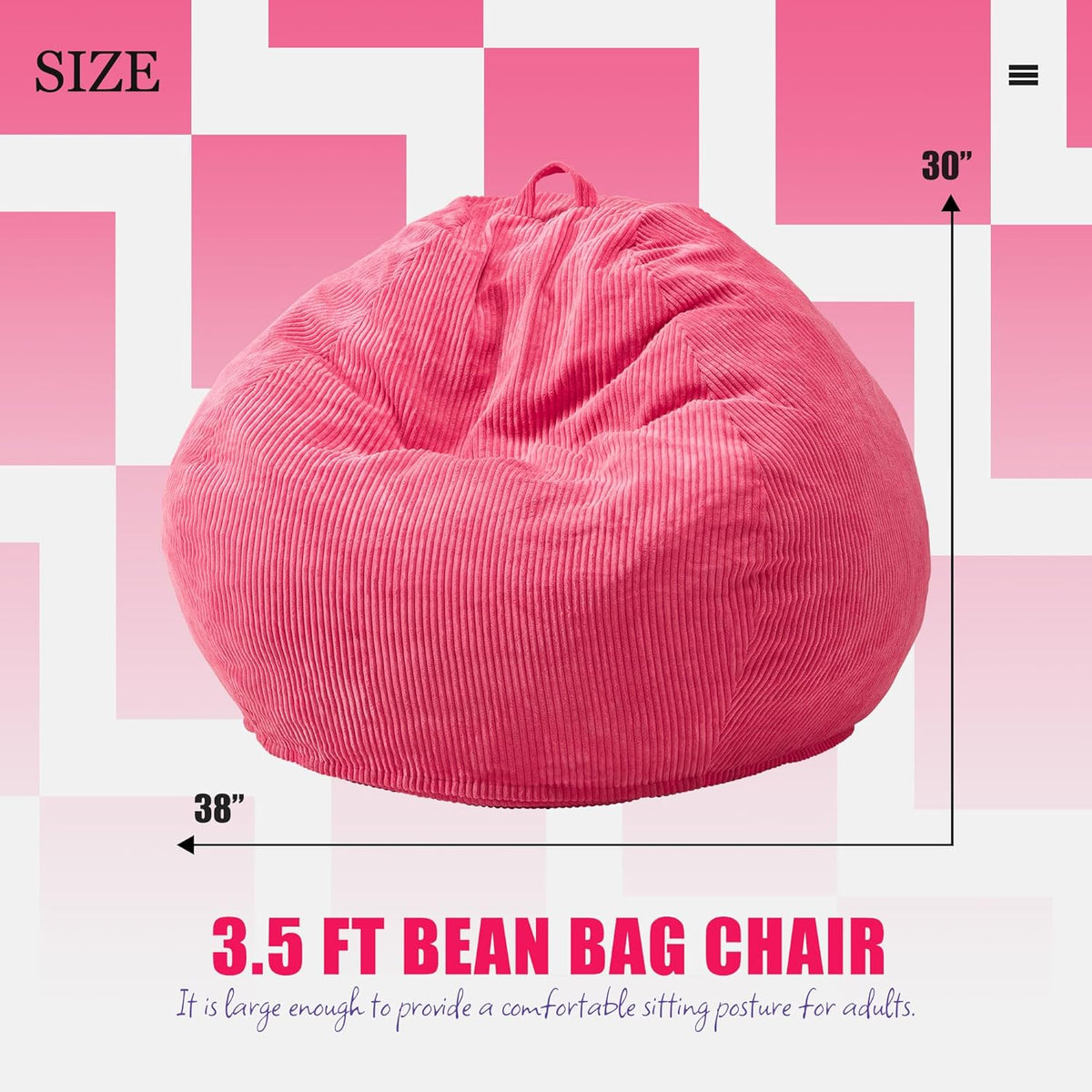 Hobestluk 3.5FT Bean Bag Chair Adult Bean Bag Chair Large Bean Bag Chair with Filler Included
