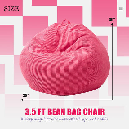 Hobestluk 3.5FT Bean Bag Chair Adult Bean Bag Chair Large Bean Bag Chair with Filler Included
