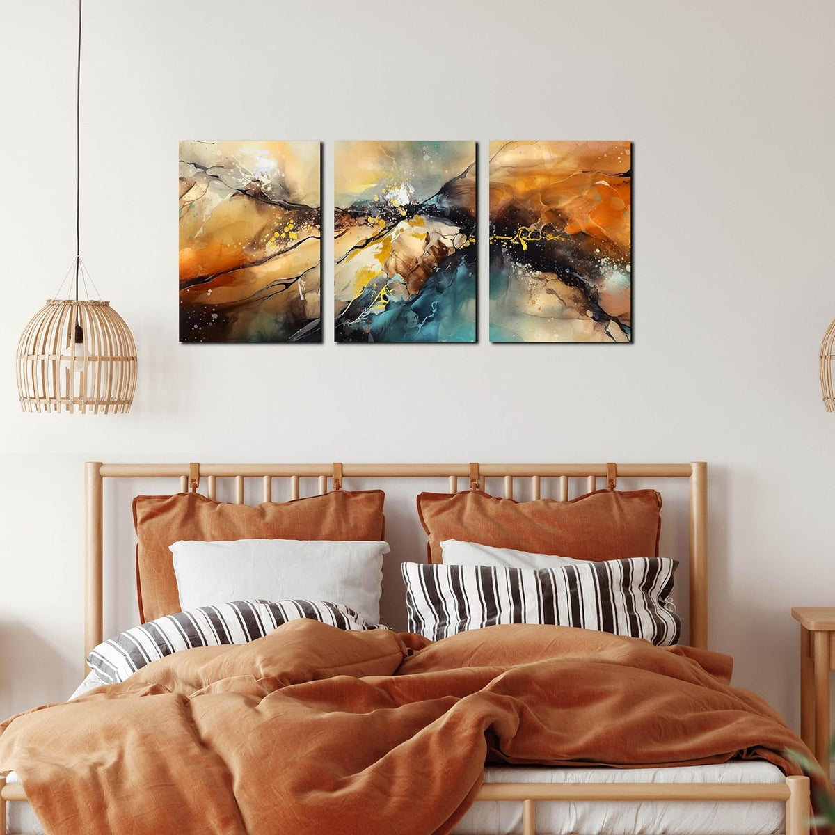 Abstract Wall Canvas Art for Living Room - Modern Art Work for Office Walls - 3 Piece Pictures Wall