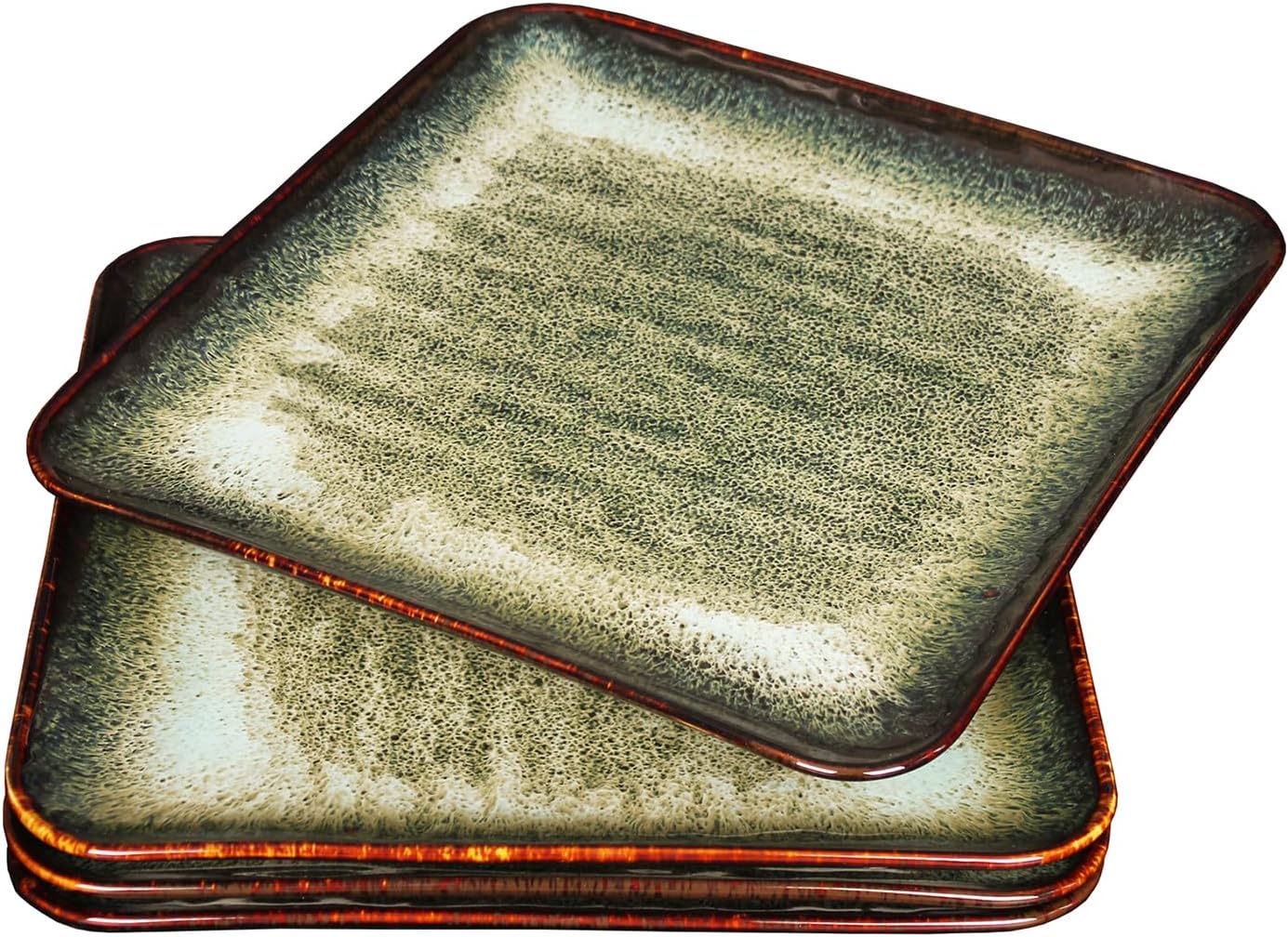 Ceramic Dinner Plates Dish Set, Set of 4, Microwave Oven and Dishwasher Safe, Scratch Resistant