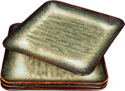 Ceramic Dinner Plates Dish Set, Set of 4, Microwave Oven and Dishwasher Safe, Scratch Resistant