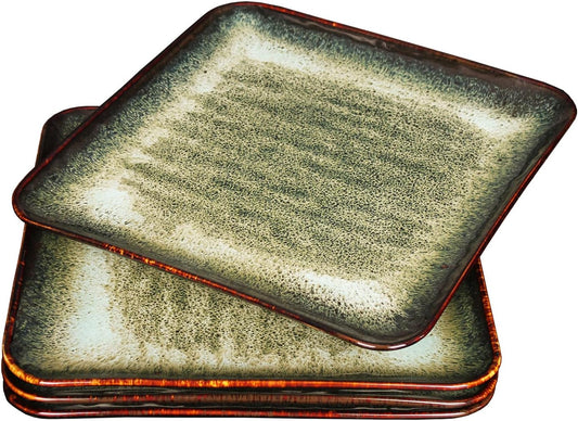 Ceramic Dinner Plates Dish Set, Set of 4, Microwave Oven and Dishwasher Safe, Scratch Resistant