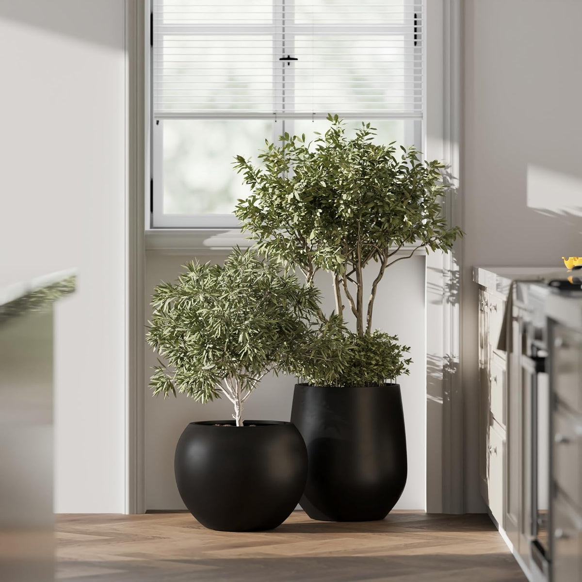 DTY Signature Mount Sherman Lightweight Durable Modern Fiberstone Sphere Planter for Indoor &