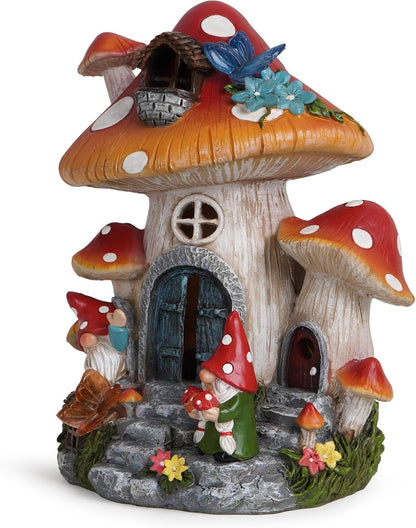 Hodao Spring Garden Mushroom Gnomes Decorations Mushroom House Ornaments Decor for Porch, Garden
