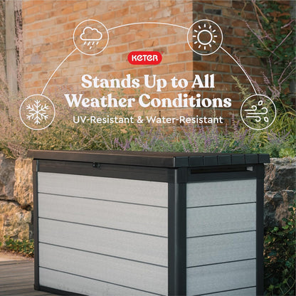 Keter Denali 200 Gallon Resin Large Deck Box with Double Wall 20mm Panels - Paintable and