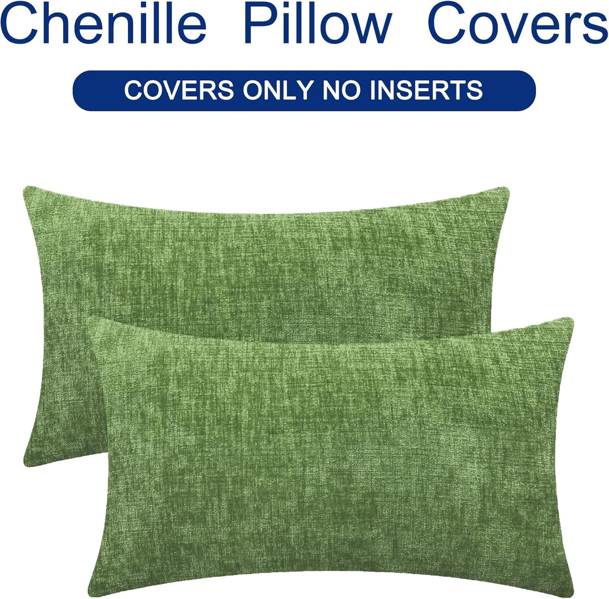 CaliTime Throw Pillow Covers Decorative 12 X 20 Inches Pack of 2 Cozy Chenille Cushion Cases for