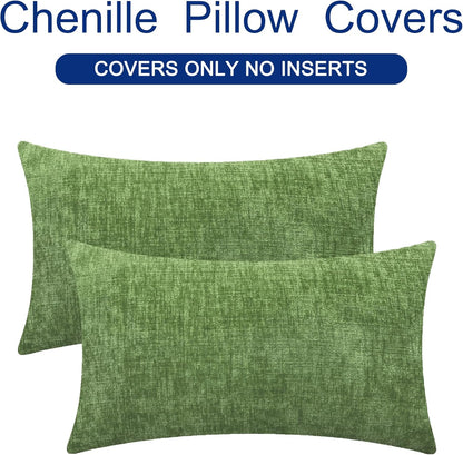 CaliTime Throw Pillow Covers Decorative 12 X 20 Inches Pack of 2 Cozy Chenille Cushion Cases for