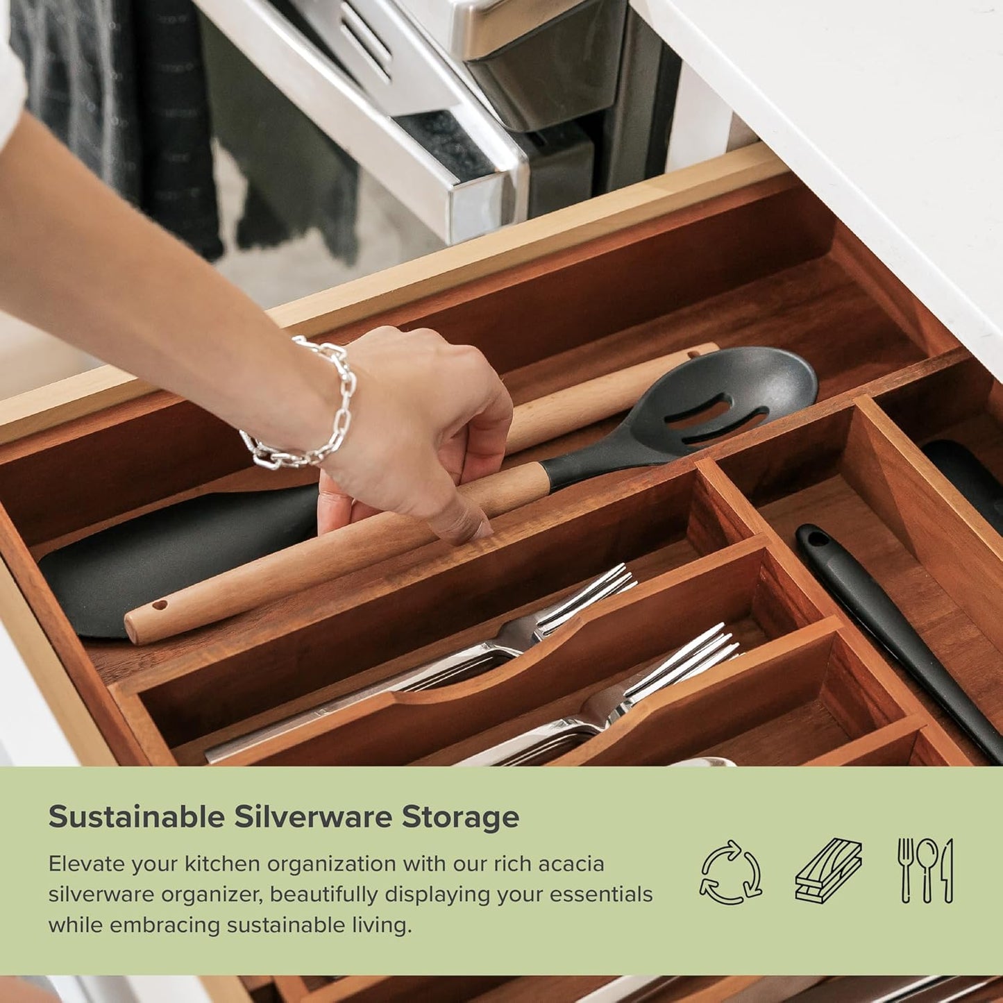 Premium Silverware, Flatware and Utensil Organizer for Kitchen Drawers, Food-Safe Contract Grade