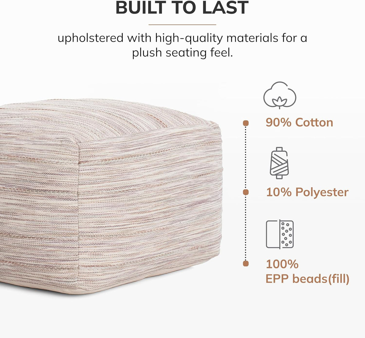 Anji Mountain 22"x22"x16" Handmade & Handcrafted Ottoman Pouf Comfortable Pouf Ottoman Foot Rest &