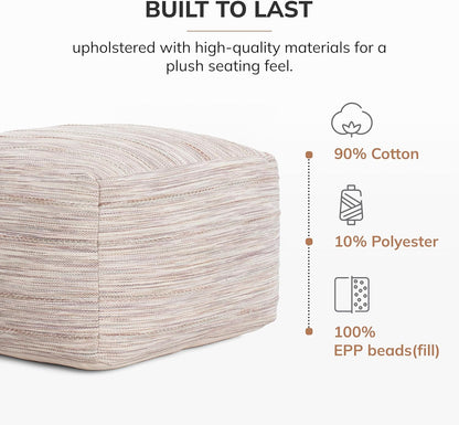 Anji Mountain 22"x22"x16" Handmade & Handcrafted Ottoman Pouf Comfortable Pouf Ottoman Foot Rest &