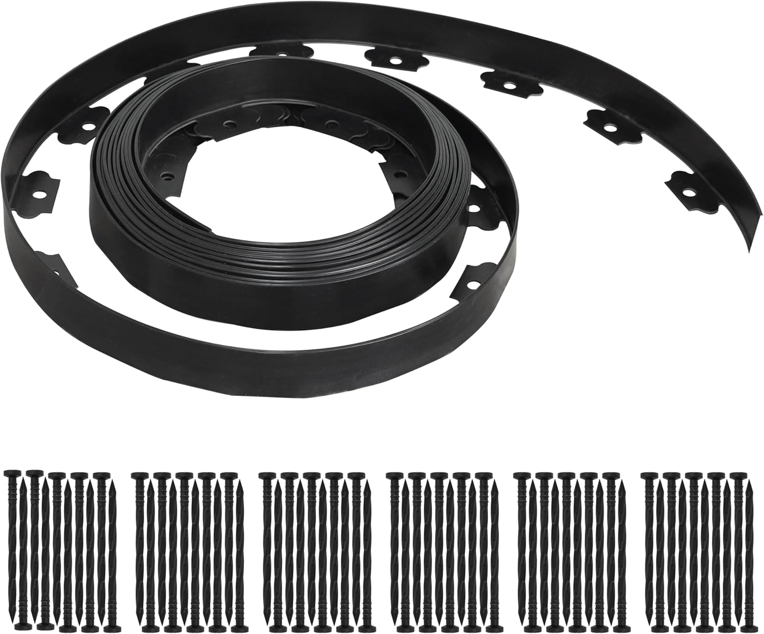 Gardzen 1.5" x 60' Landscape Edging Kit, Garden Edging Coil Comes with 60 Pcs Spikes, No Dig Lawn