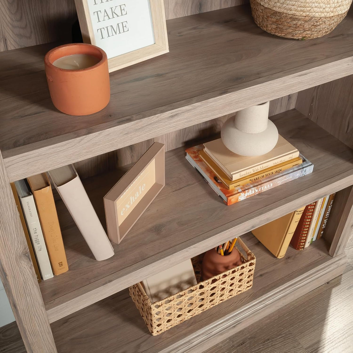 Sauder 3 Tier Book Shelf Wooden Bookcase Multipurpose Bookshelf for Home Office, Living Room, in