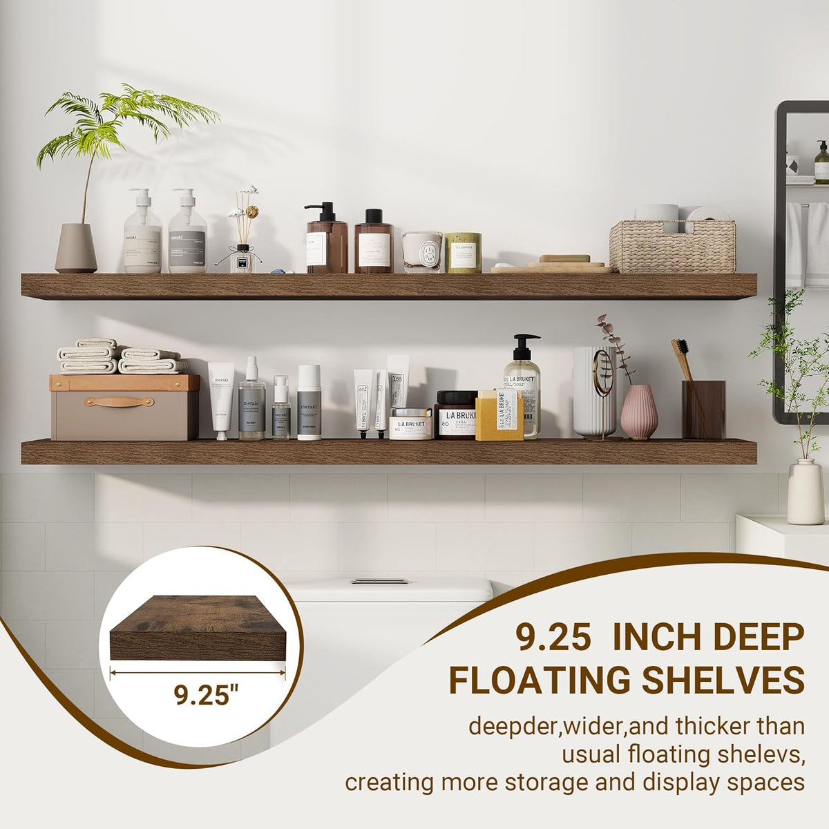 55 Inch Floating Shelves, 55"x9.25"x1.5" Inch Deep Floating Shelves for Wall, Wooden Shelves for