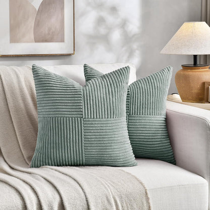 Fancy Homi 2 Packs Grey Blue Samll Decorative Throw Pillow Covers 14x14 Inch with for Couch Bed