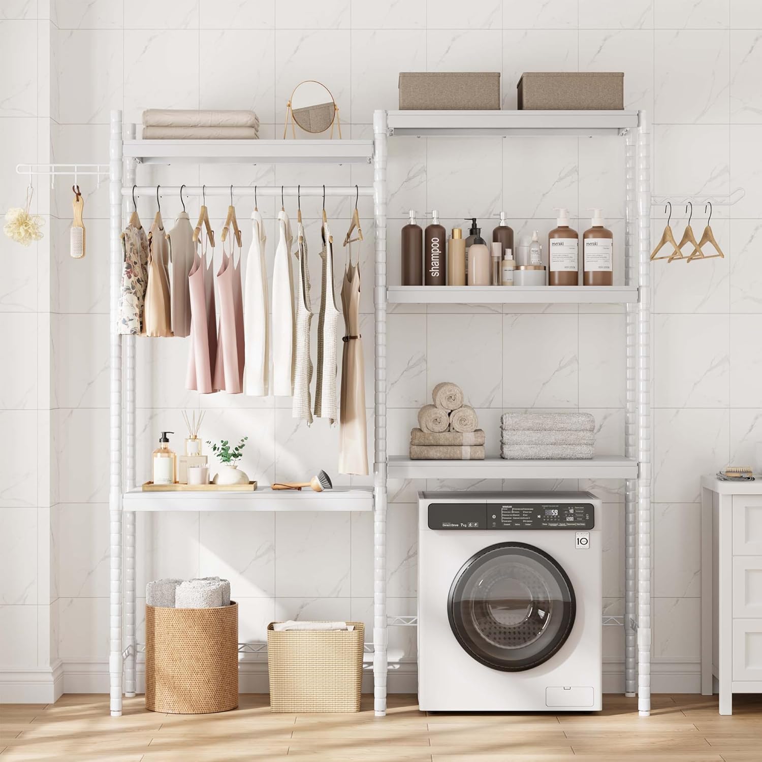 Double Row Over Washer and Dryer Storage Shelves, Laundry Room Organization and Storage, Heavy Duty