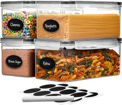 Large Airtight Food Storage Containers with Lids Set of 4 3.2L - 102 fl. oz Pasta storage