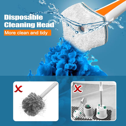 JEHONN Disposable Toilet Bowl Cleaner Wand with 40 Cleaner Refills, Wall Mounted Long Handle
