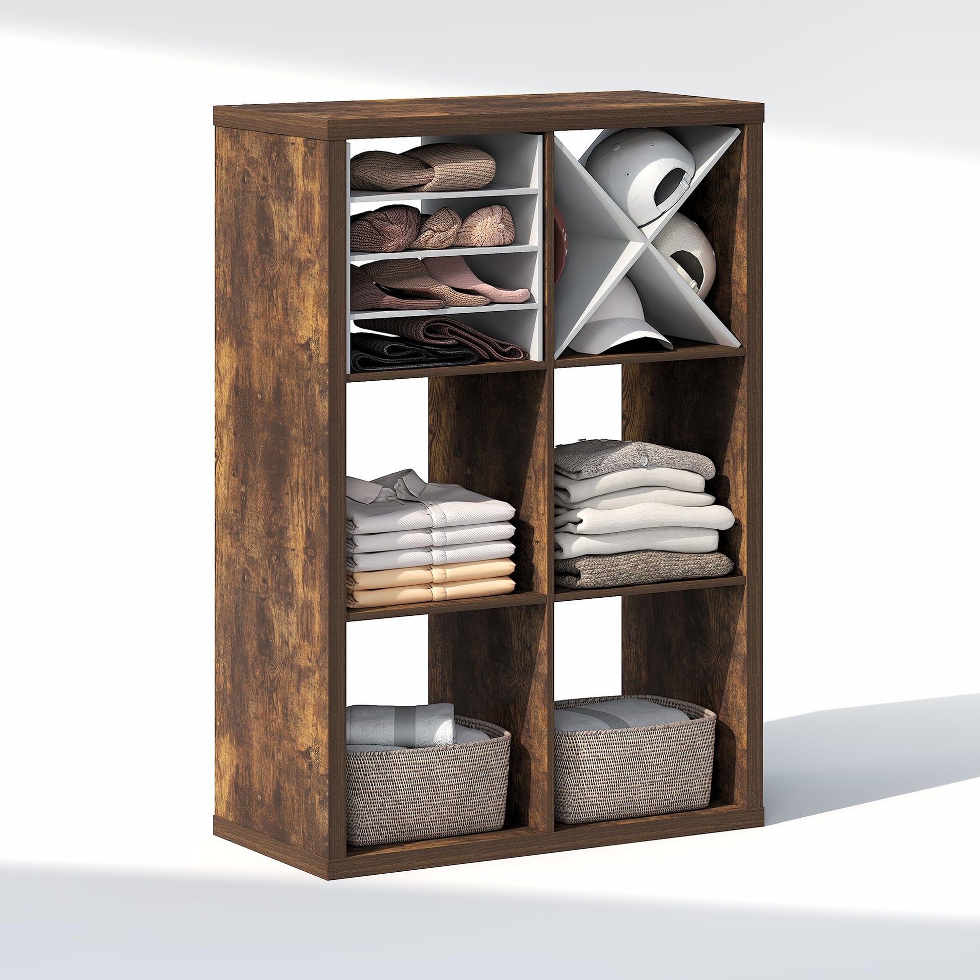 Furinno Cubic Extra Thick 6-Cube Closet Organizers and Storage, Amber Pine