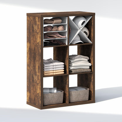 Furinno Cubic Extra Thick 6-Cube Closet Organizers and Storage, Amber Pine
