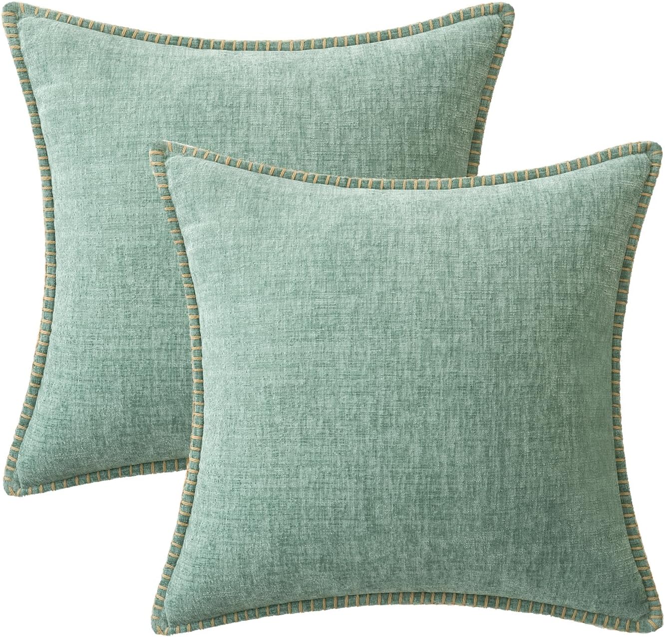 MIULEE Pack of 2 Couch Throw Pillow Covers 20x20 Inch Greyish Green Farmhouse Decorative Pillow
