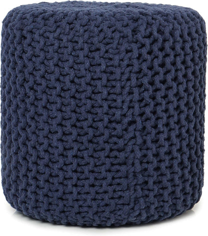 REDEARTH Cylindrical Pouf Ottoman -Hand Knitted Poof Pouffe Accent Chair Seat Footrest for Living