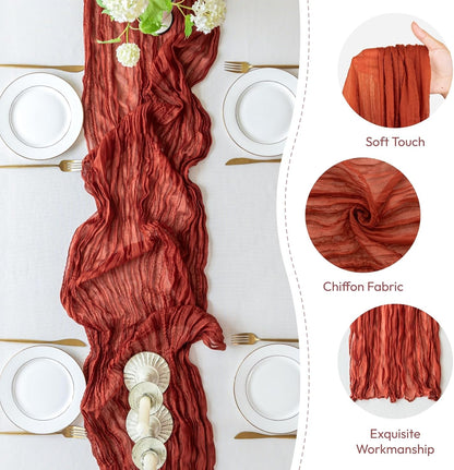 Sioloc Terracotta Table Cloth Cheesecloth Table Runner 10ft Rustic for Tea Wedding Party Baby