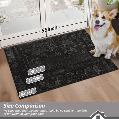 BEQHAUSE Dirt Trapper Door Mat 24"x36" Non-Slip Door Mats Washable Entryway Rugs Stain Resistant