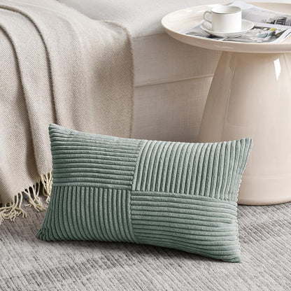 Fancy Homi 2 Packs Grey Blue Long Lumbar Decorative Throw Pillow Covers 16x24 Inch for Couch Bed