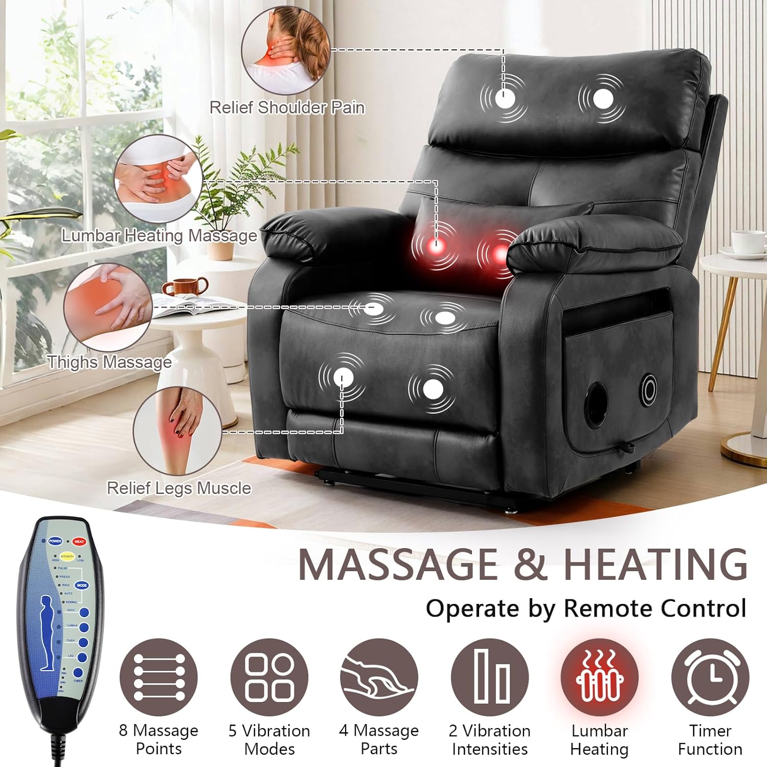 Dual Motor Power Lift Recliner Chair for Adult & Elderly, Infinite Position Lay Flat Lift Chair