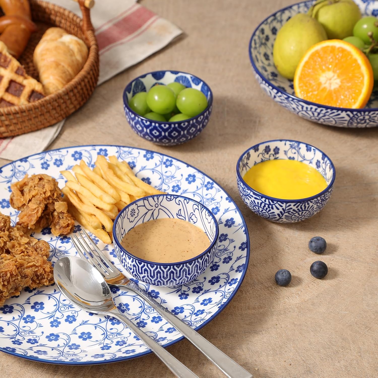 Selamica Ceramic 4 OZ Dipping Bowls Set, 3.5 Inch Mini Bowls for Dipping, Side Dishes, Microwave