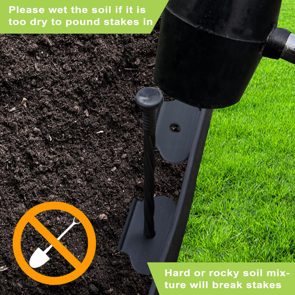 Hugeleaf Landscape Edging 2 Inches Tall, 50 Feet Garden Edging Border with 60pcs Spikes, Flexible
