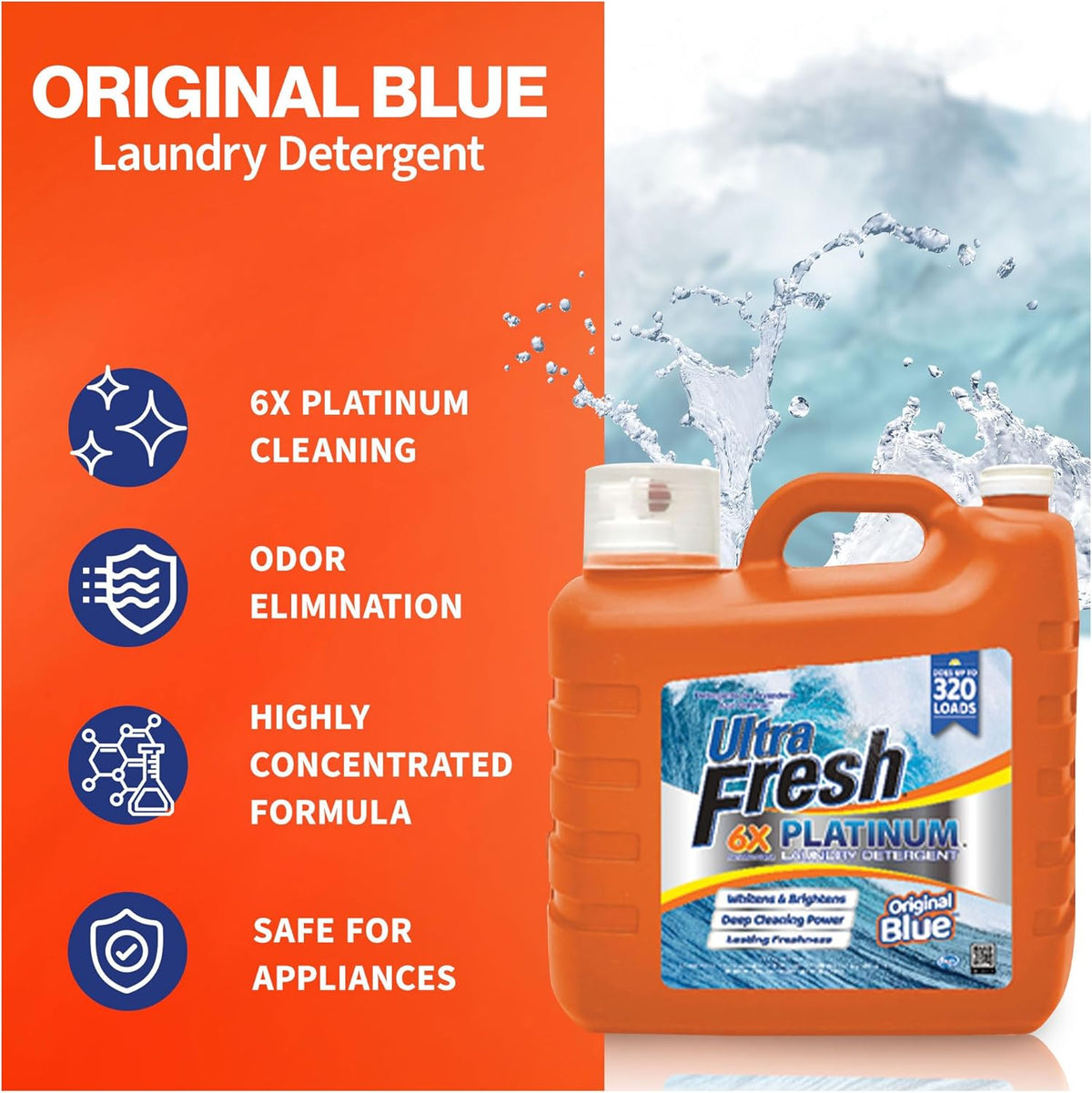 Ultra Fresh 2 x 2.5 Gallon Liquid Laundry Detergent Washing Soap for All Machine Types, 6X